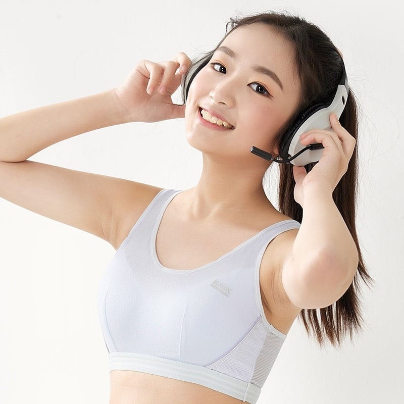 Bustier sport pentru fete pentru alergare, material din bumbac respirant, cupe 3/4, insertie subțire modelată, bretele fixe, pentru vârsta 13–18.