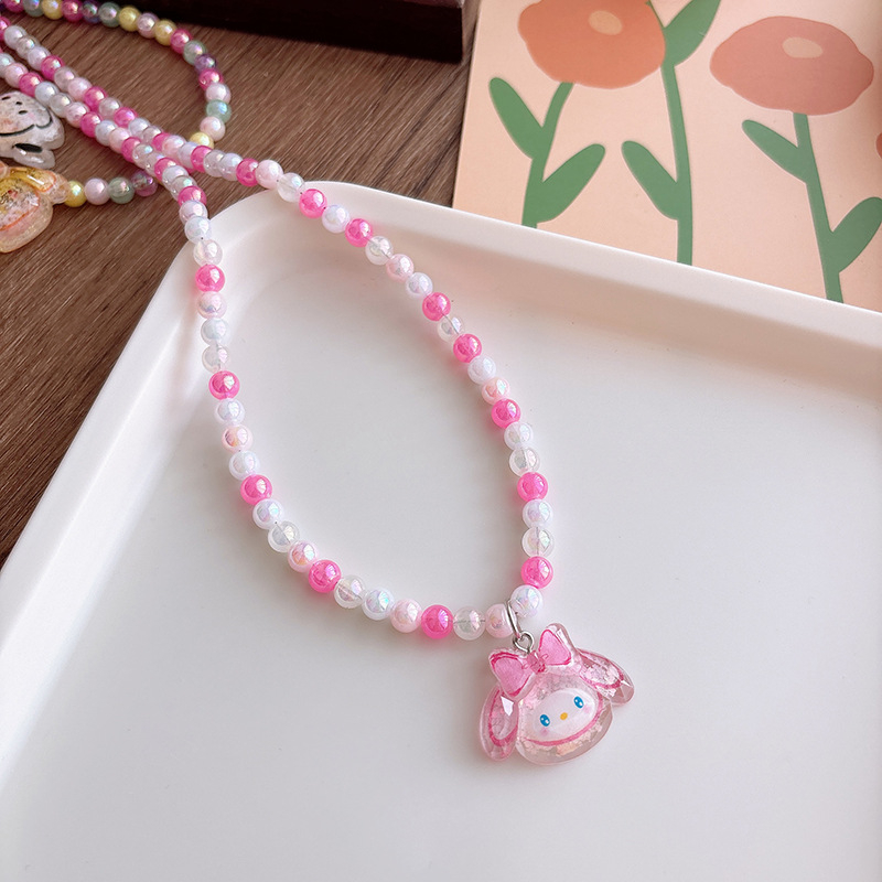 Детска огърлица от пластмасови мъниста, ръчна изработка, карикатурен стил, ланец с топчета, възраст 3–10 години