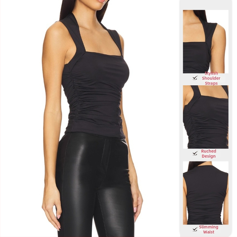 Top de yoga pentru femei, cu elasticitate înaltă și decupaj lateral; material nylon/lycra 80/20; căptușeală spandex 20%; cupă 3/4 cu cupă medie, fără bretele; stil sportiv de vară.