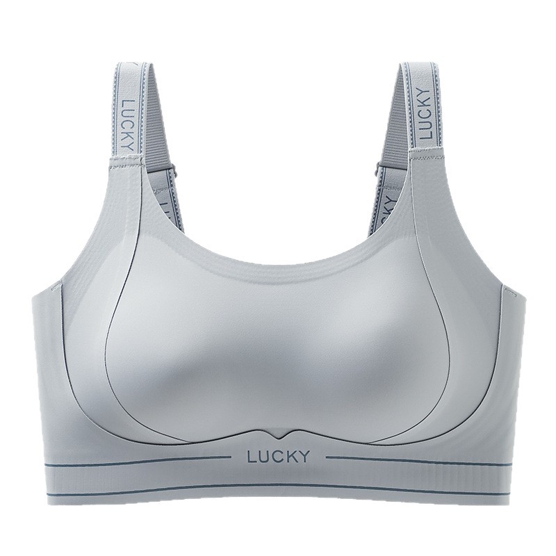 Sutien sport cu cupa 3/4, cupe subțiri modelatoare, bretele șnur, închidere din spate cu patru rânduri de catarame, țesătură respirabilă Nylon/Spandex