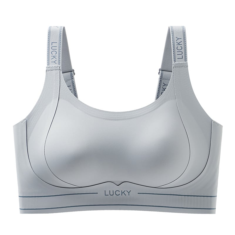 Sutien sport cu cupa 3/4, cupe subțiri modelatoare, bretele șnur, închidere din spate cu patru rânduri de catarame, țesătură respirabilă Nylon/Spandex