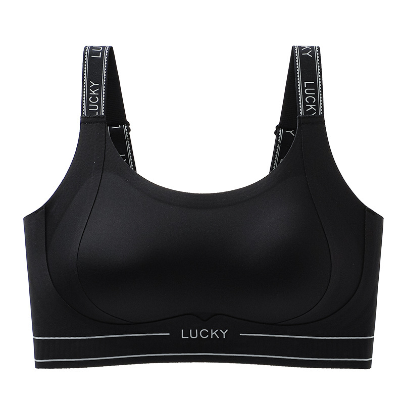 Sutien sport cu cupa 3/4, cupe subțiri modelatoare, bretele șnur, închidere din spate cu patru rânduri de catarame, țesătură respirabilă Nylon/Spandex