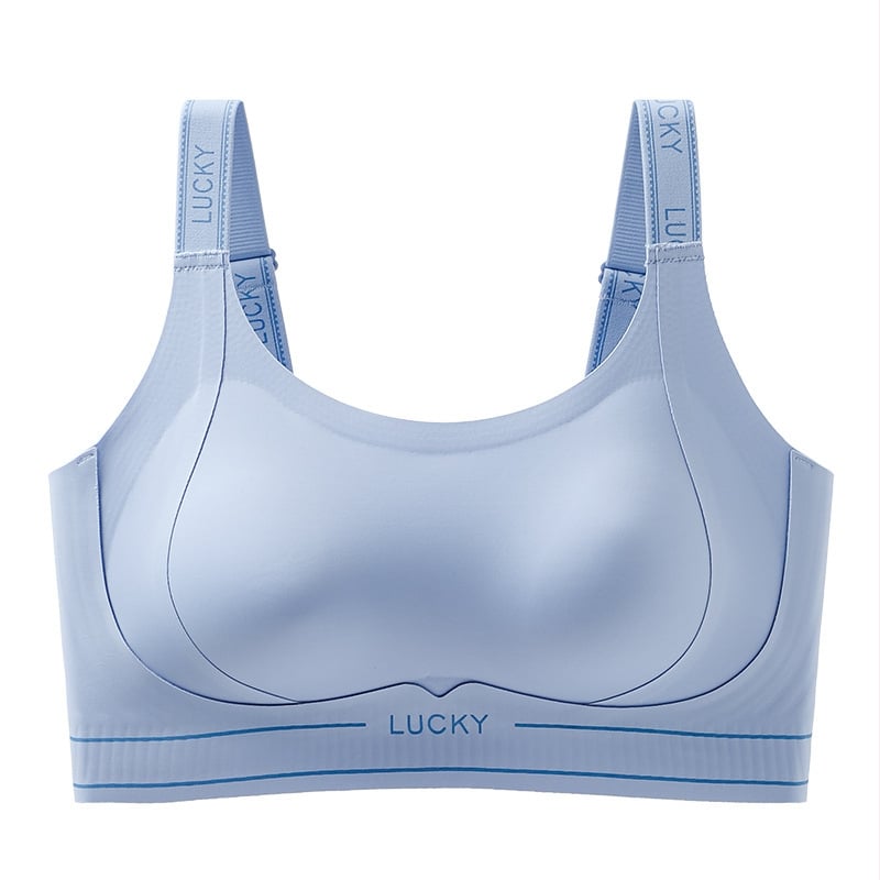 Sutien sport cu cupa 3/4, cupe subțiri modelatoare, bretele șnur, închidere din spate cu patru rânduri de catarame, țesătură respirabilă Nylon/Spandex