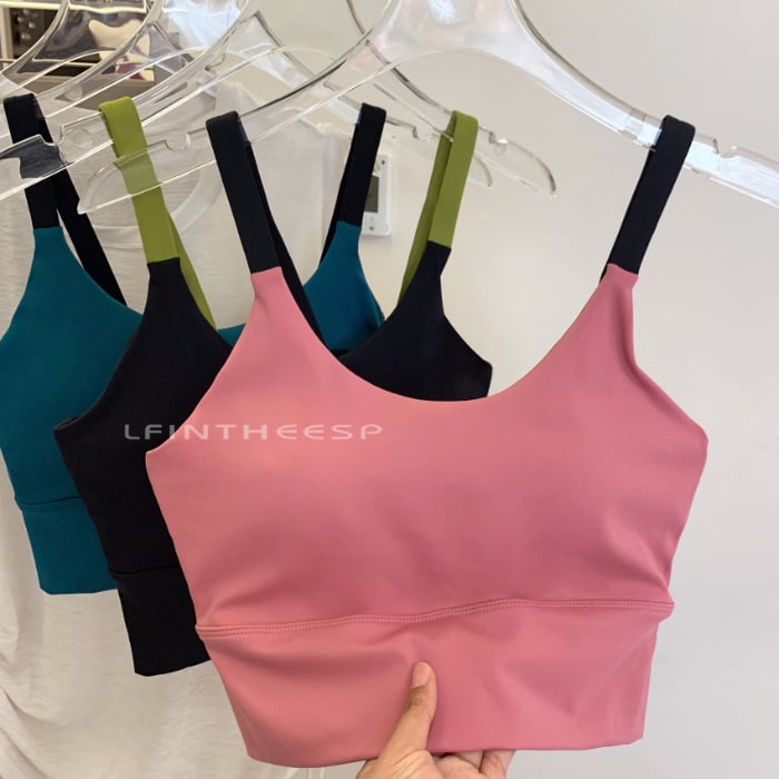 Μπουστάκι γυμναστικής με ενσωματωμένες επενδύσεις στήθους και προστασία κραδασμών, πίσω λουριά, για fitness και yoga; απορρόφηση υγρασίας, διαπνοή, υψηλή ελαστικότητα, περιλαμβάνει επένδυση στήθους, στενή εφαρμογή