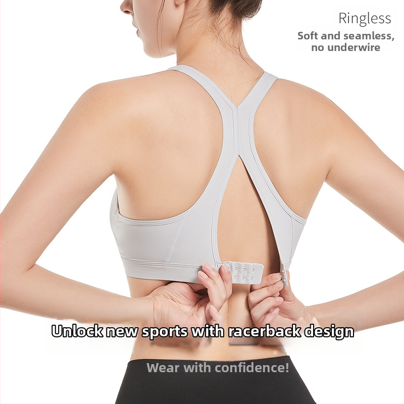 Sutien sport cu spate deschis, fără cusături, respirabil pentru sâni mici, cupă 3/4, cupă modelată subțire, bretele duble fixe, închidere spate cu patru rânduri