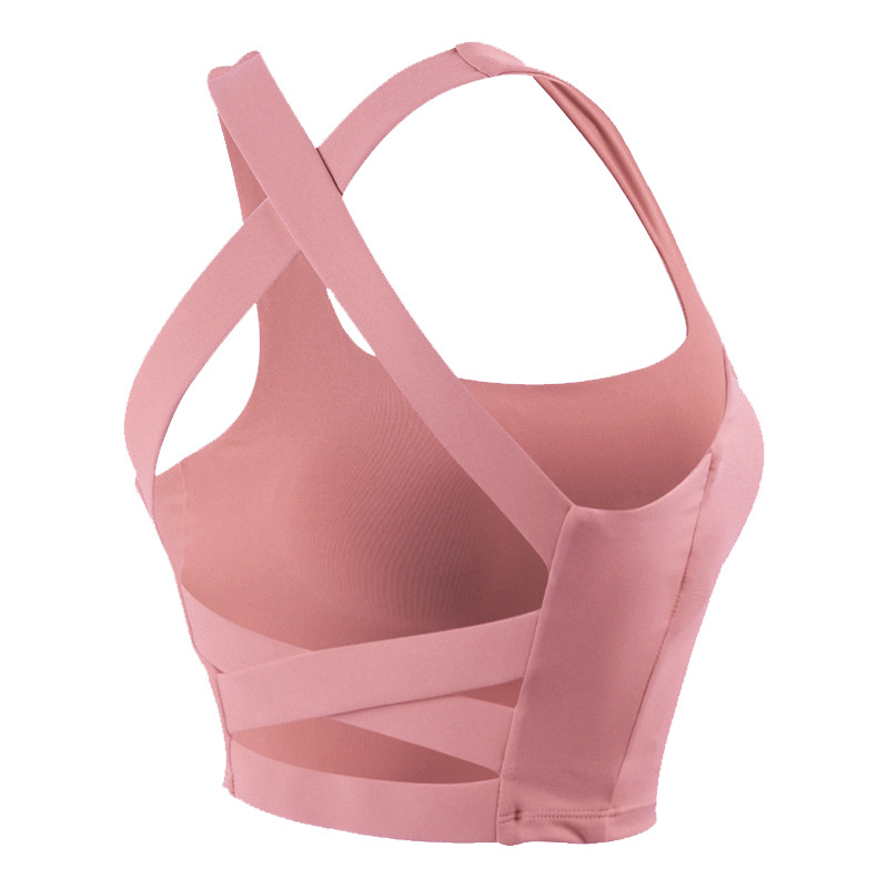Prilagođeni sportski grudnjak s uklonjivom jastučićem, cross-back dizajn, puni košaricu, vanjski materijal Nylon/Polyamide 73% (Double-Faced Brocade), podstava Spandex 27%, fiksne dvostruke naramenice