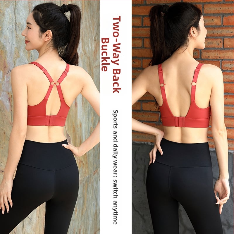 Debs Sportski grudnjak za fitness i jogu, s fiksnim dvostrukim trakama, oblikovane 3/4 košarice, glavna tkanina najlon, stražnje kopčanje s tri reda kopči