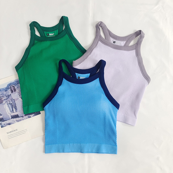 Bustier sport cu burete integrat pentru antrenament și yoga, fără cusături, din nailon cu căptușeală Spandex, bretele fixe, formă medie a cupei