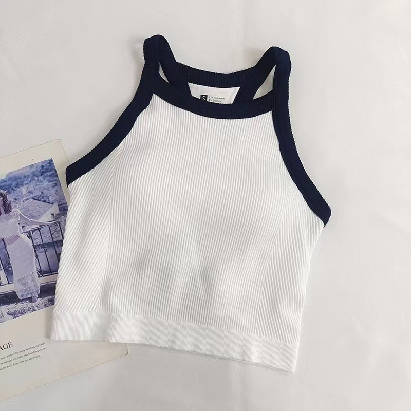 Bustier sport cu burete integrat pentru antrenament și yoga, fără cusături, din nailon cu căptușeală Spandex, bretele fixe, formă medie a cupei