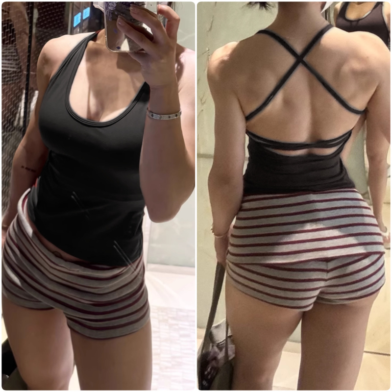 Sutien sport în stil vestă cu pernă pentru sân, cupă 3/4, cupă modelată medie, bretele duble fixe, ţesătură din amestec de bumbac şi nailon, căptuşeală din nailon