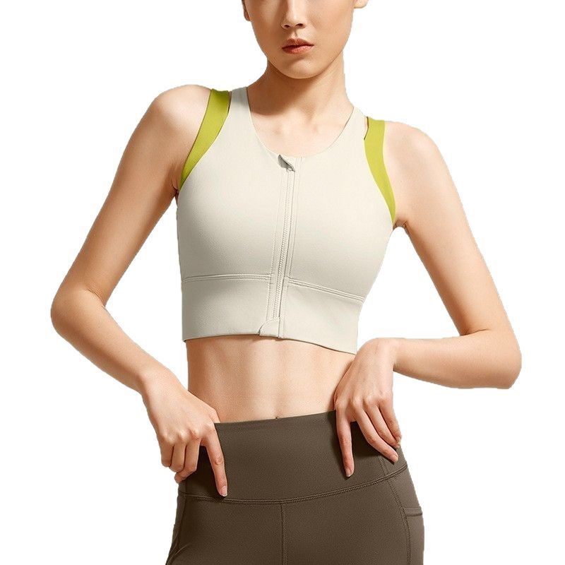 Γυναικείος αθλητικός σουτιέν με φερμουάρ εμπρός, προστασία από κραδασμούς για προπονήσεις υψηλής έντασης, στενή εφαρμογή, ύφασμα νάιλον