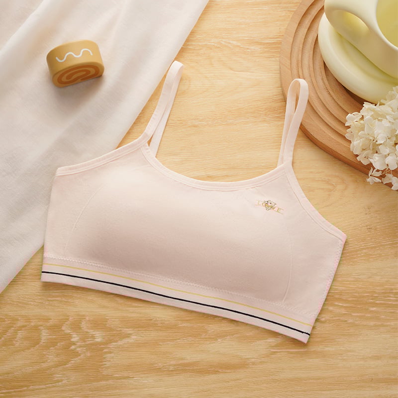 Divstāvu fiksēts krūšturis meitenēm, viskozes audums, pilns kauss ar putām, dubultas fiksētas plecu siksnas, elpojošs un ērts, vecuma 12–15 gadi.