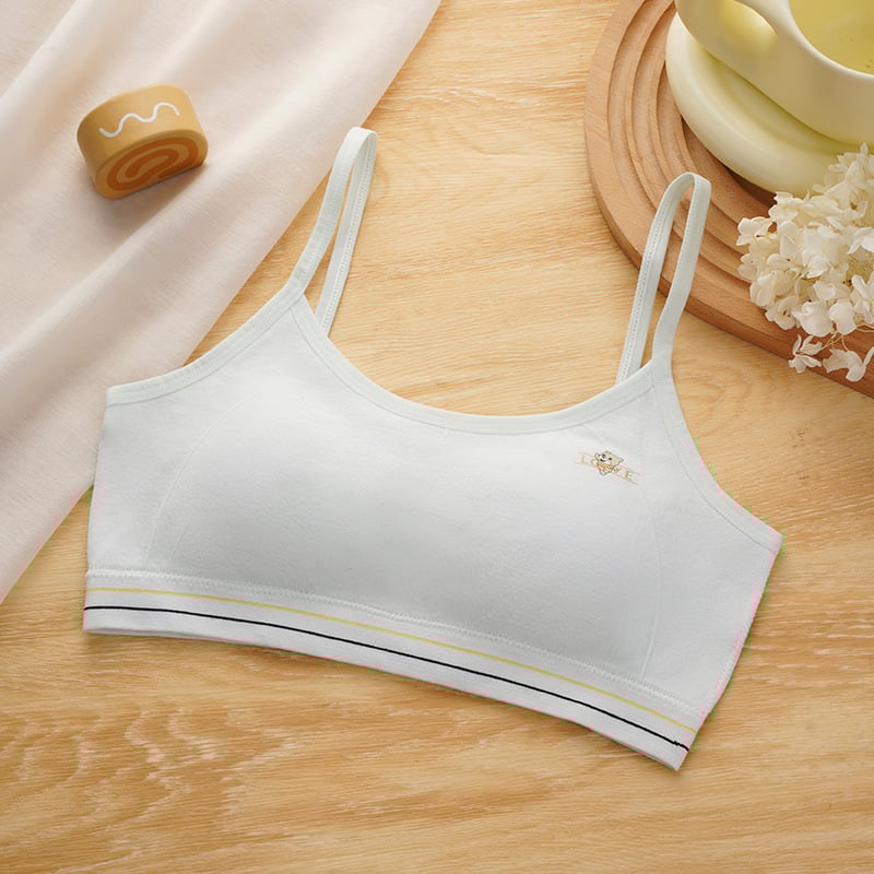 Divstāvu fiksēts krūšturis meitenēm, viskozes audums, pilns kauss ar putām, dubultas fiksētas plecu siksnas, elpojošs un ērts, vecuma 12–15 gadi.