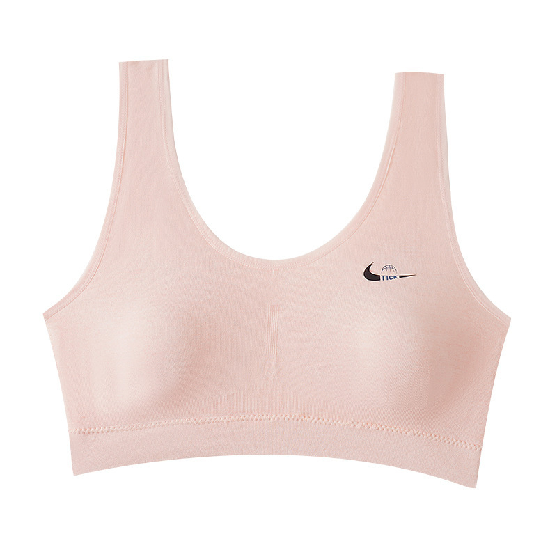 Lányoknak készült varrat nélküli sportos top melltartó, teljes kosár, acélgyűrű nélkül, fixált dupla pánt, viszkóz anyag