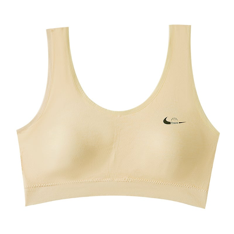 Lányoknak készült varrat nélküli sportos top melltartó, teljes kosár, acélgyűrű nélkül, fixált dupla pánt, viszkóz anyag