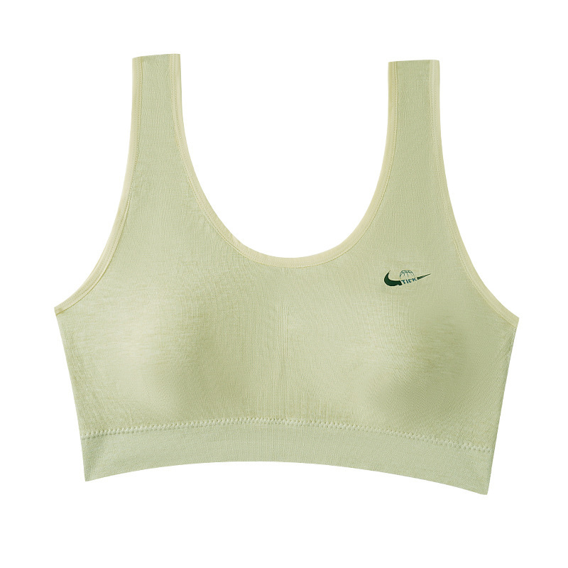 Lányoknak készült varrat nélküli sportos top melltartó, teljes kosár, acélgyűrű nélkül, fixált dupla pánt, viszkóz anyag