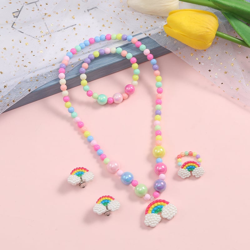 Колие за деца с висулка от смола, карикатурен дизайн с пеперуда, верижка с топчета, ръчна изработка, персонализируемо