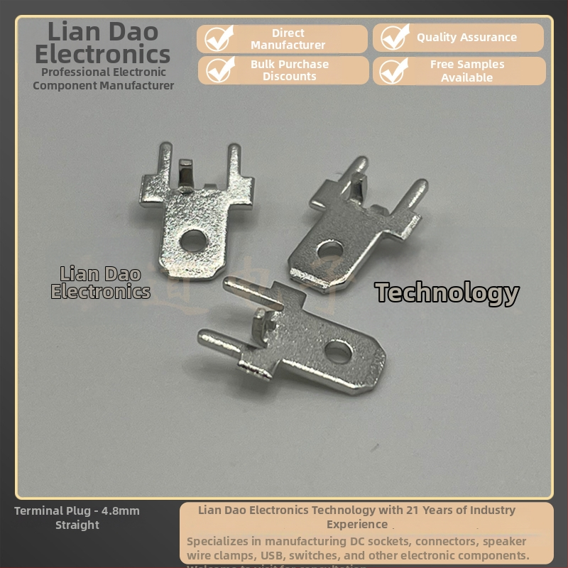 Terminal PCB – plug-in, 4.8/6.3×0.8, drept și îndoit, pentru lipire pe PCB