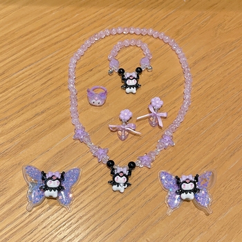 Детска огърлица с карикатурни герои — серия Принцеса, верижка с топчета, пластмаса/смола, висулка от смола