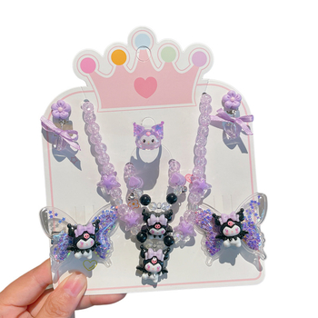 Детска огърлица с карикатурни герои — серия Принцеса, верижка с топчета, пластмаса/смола, висулка от смола