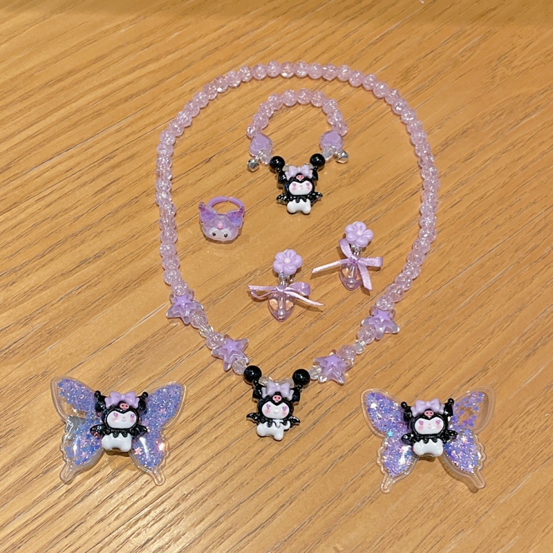 Детска огърлица с карикатурни герои — серия Принцеса, верижка с топчета, пластмаса/смола, висулка от смола