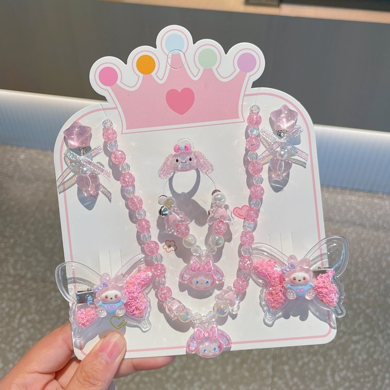 Детска огърлица с карикатурни герои — серия Принцеса, верижка с топчета, пластмаса/смола, висулка от смола