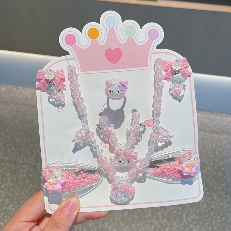 Детска огърлица с карикатурни герои — серия Принцеса, верижка с топчета, пластмаса/смола, висулка от смола