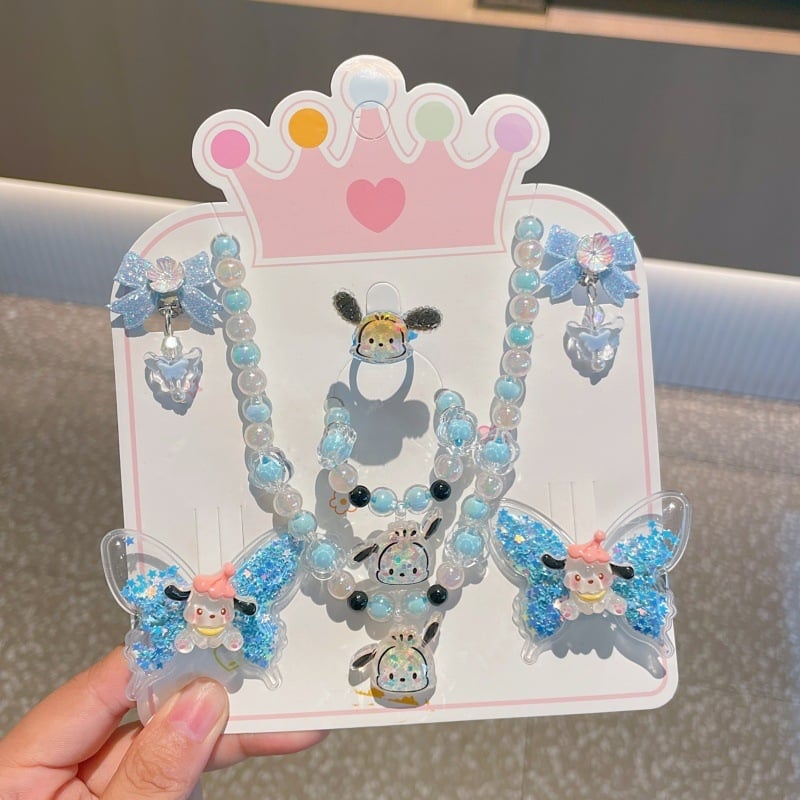 Детска огърлица с карикатурни герои — серия Принцеса, верижка с топчета, пластмаса/смола, висулка от смола