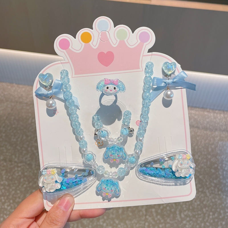 Детска огърлица с карикатурни герои — серия Принцеса, верижка с топчета, пластмаса/смола, висулка от смола