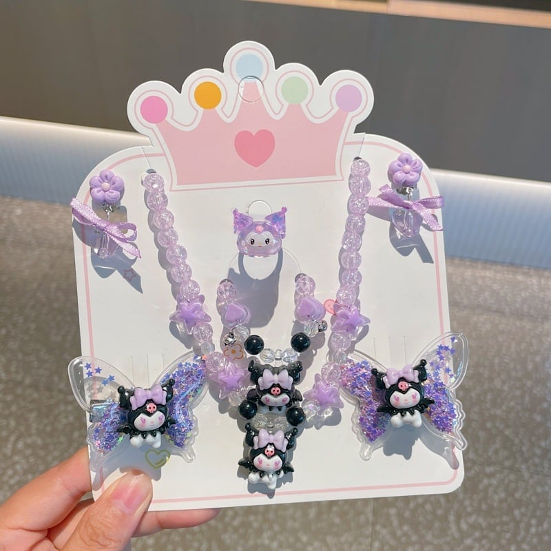 Детска огърлица с карикатурни герои — серия Принцеса, верижка с топчета, пластмаса/смола, висулка от смола