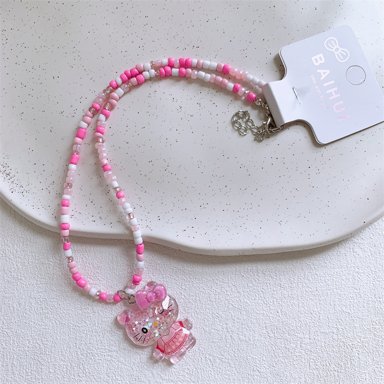 Bērnu kaklarota ar augļu formu, lodīšu ķēde, plastmasas pērlītes, akrila kulons