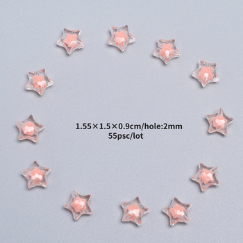 Akril gyöngyökből készült bead-in-bead karkötő, ötágú csillag motívummal, csiszolt felülettel