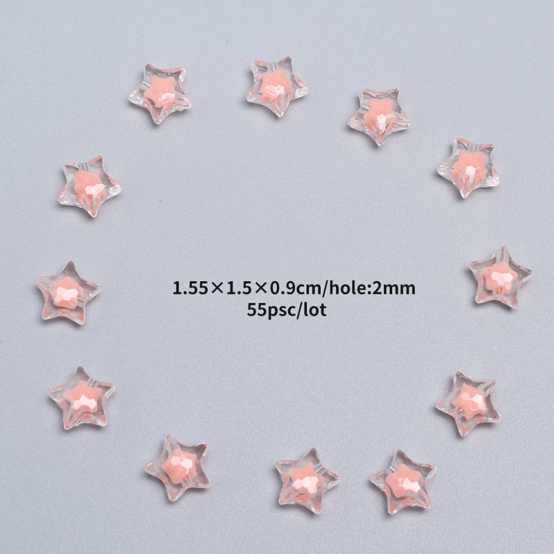 Akril gyöngyökből készült bead-in-bead karkötő, ötágú csillag motívummal, csiszolt felülettel