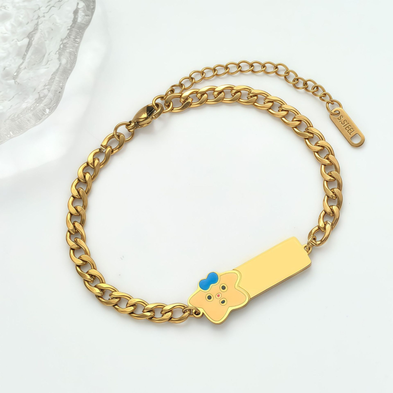 Гривна с дизайн на панделка, неръждаема стомана, 18K покритие, код на продукта 25wb034