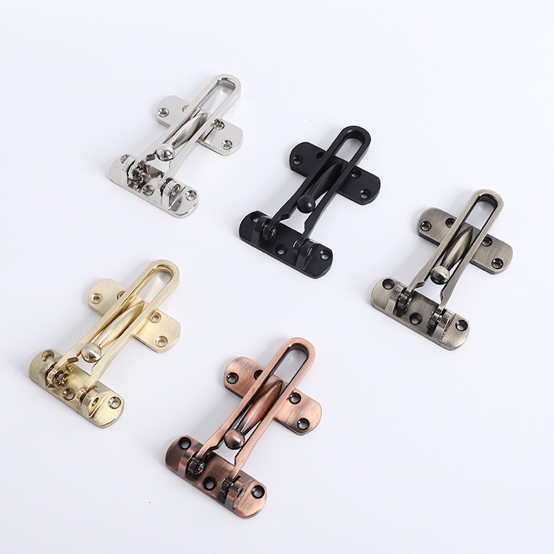 Pretkarīgā durvju bloķētājs ar drošības ķēdi — pogas tips, cinka sakausējums, elektroplēšana, modelis: anti-theft buckle, pielāgojams