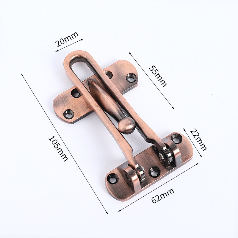 Pretkarīgā durvju bloķētājs ar drošības ķēdi — pogas tips, cinka sakausējums, elektroplēšana, modelis: anti-theft buckle, pielāgojams