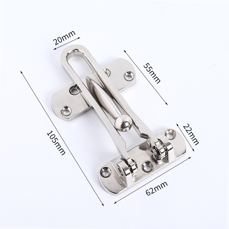 Pretkarīgā durvju bloķētājs ar drošības ķēdi — pogas tips, cinka sakausējums, elektroplēšana, modelis: anti-theft buckle, pielāgojams