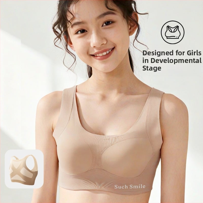 Stājas korekcijas krūšturis pusaudžiem, bezšuvju un elpojošs, pilnas kauss ar putas, fiksētie plecu sargi, bez tērauda riņķiem