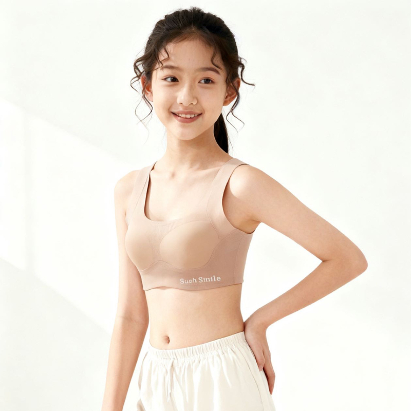 Testtartást segítő melltartó tinédzsereknek, seamless és légáteresztő, teljes kosár, formázott párnázott kosár, rögzített vállpántok, acélgyűrű nélkül