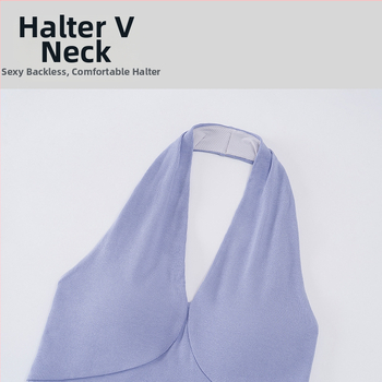 Γιλέκο χωρίς μανίκια με επένδυση για στήθος, βαθύ V λαιμό, ανοιχτή πλάτη, halter στιλ, διαπνοή για καθημερινή χρήση και υπαίθρια γυμναστική; Ύφασμα 260 g; 46% βισκόζη + 46% βαμβάκι + 8% ελαστάνη; μήκος 52-56,5 cm