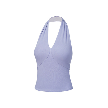 Γιλέκο χωρίς μανίκια με επένδυση για στήθος, βαθύ V λαιμό, ανοιχτή πλάτη, halter στιλ, διαπνοή για καθημερινή χρήση και υπαίθρια γυμναστική; Ύφασμα 260 g; 46% βισκόζη + 46% βαμβάκι + 8% ελαστάνη; μήκος 52-56,5 cm