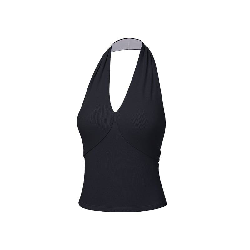 Γιλέκο χωρίς μανίκια με επένδυση για στήθος, βαθύ V λαιμό, ανοιχτή πλάτη, halter στιλ, διαπνοή για καθημερινή χρήση και υπαίθρια γυμναστική; Ύφασμα 260 g; 46% βισκόζη + 46% βαμβάκι + 8% ελαστάνη; μήκος 52-56,5 cm