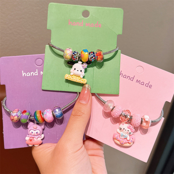 Детска гривна с кристална висулка, карикатурен дизайн, сплав, електропластиране, подходяща за деца 3-10 години