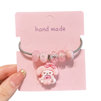 Детска гривна с кристална висулка, карикатурен дизайн, сплав, електропластиране, подходяща за деца 3-10 години
