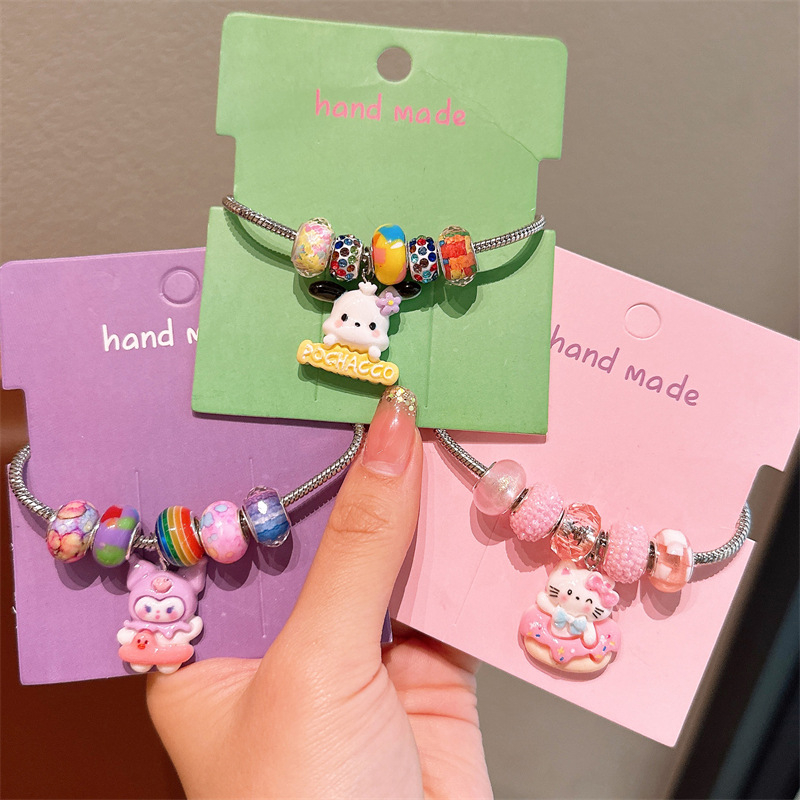 Детска гривна с кристална висулка, карикатурен дизайн, сплав, електропластиране, подходяща за деца 3-10 години