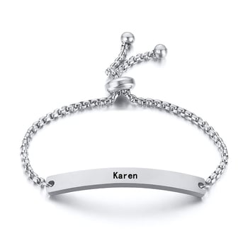 Гравирани имена върху гривна от титиева стомана със златно инкрустиране, регулируема, унисекс