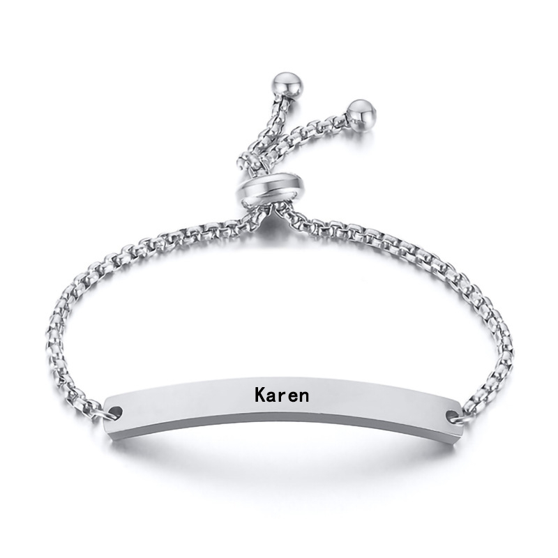 Гравирани имена върху гривна от титиева стомана със златно инкрустиране, регулируема, унисекс