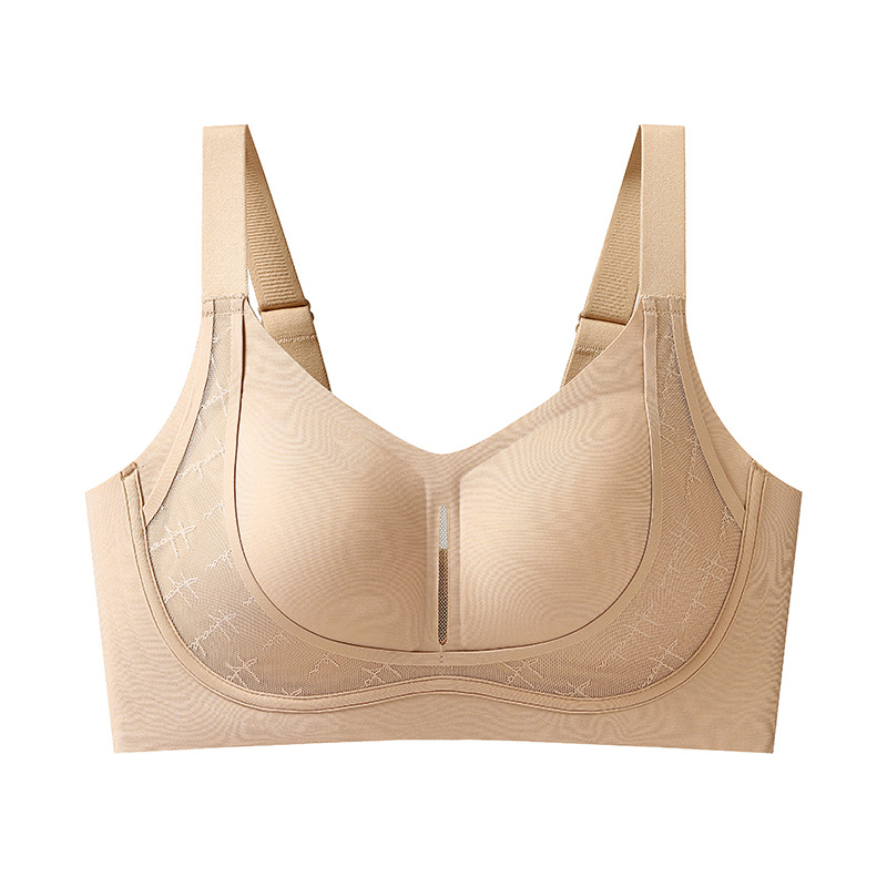 3/4 kosárú csipkés melltartó acélgyűrű nélküli, fix vállpántokkal, hátul négy sor kapoccsal