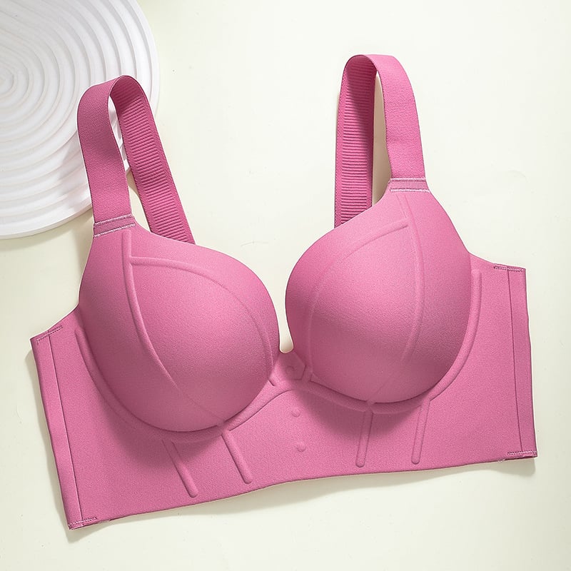 Pluszméretű melltartó nagyobb mellekhez, push-up hatás, oldalsó támasz, merev vállpántok, 3/4 kosár, vékony formázott kosár