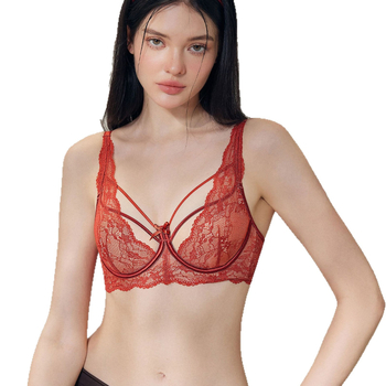 Női nylon melltartó vékony öntött kosarakkal, acélkeret nélkül, lélegző, hátul három soros záródás